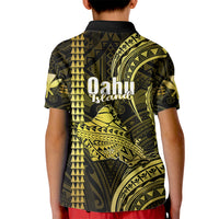 Polynesian Pride Hawaiian Islands Kid Polo Shirt Oahu Map Yellow Kanaka With Kakau LT14 - Polynesian Pride