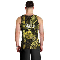 Polynesian Pride Hawaiian Islands Men Tank Top Oahu Map Yellow Kanaka With Kakau LT14 - Polynesian Pride