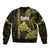 Polynesian Pride Hawaiian Islands Sleeve Zip Bomber Jacket Oahu Map Yellow Kanaka With Kakau LT14 - Polynesian Pride