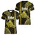 Polynesian Pride Hawaiian Islands Women V Neck T Shirt Oahu Map Yellow Kanaka With Kakau LT14 - Polynesian Pride
