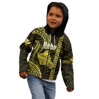 Personalised Hawaiian Islands Kid Hoodie Oahu Map Yellow Kanaka With Kakau LT14 - Polynesian Pride