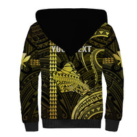 Personalised Hawaiian Islands Sherpa Hoodie Oahu Map Yellow Kanaka With Kakau LT14 - Polynesian Pride