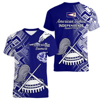 Polynesian Pride American Samoa Women V Neck T Shirt July 4 Independence Day LT14 - Polynesian Pride
