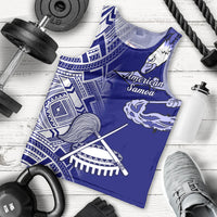 Personalised American Samoa Men Tank Top July 4 Independence Day LT14 Blue - Polynesian Pride