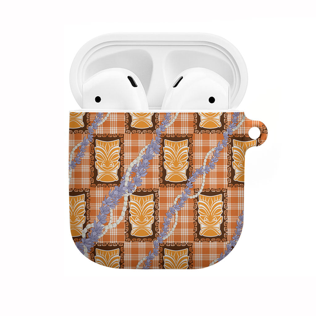 Aloha Hawaii Tiki Palaka Motifs AirPods Case Honohono Lei Orange Elegant Vibes LT14 Orange - Polynesian Pride