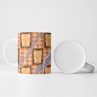 Aloha Hawaii Tiki Palaka Motifs Ceramic Mug Honohono Lei Orange Elegant Vibes