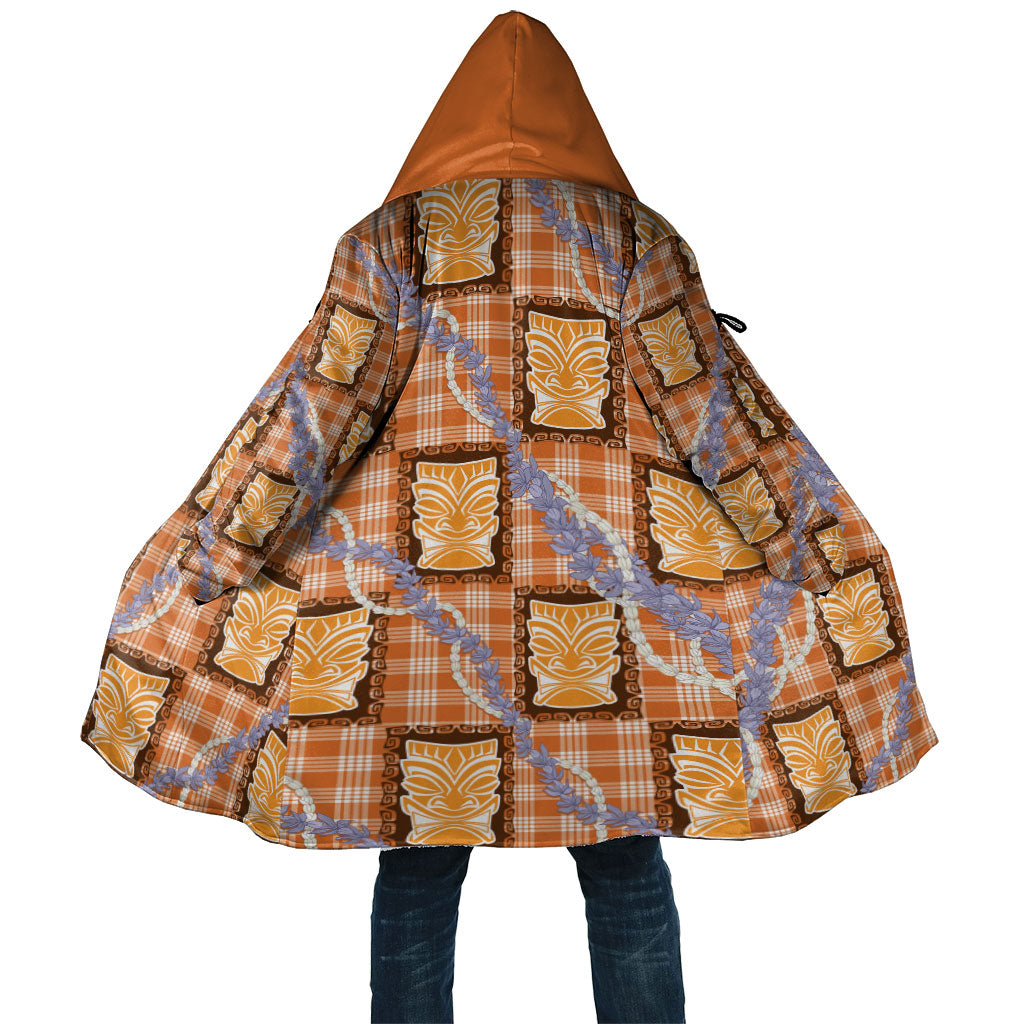 Aloha Hawaii Tiki Palaka Motifs Cloak Honohono Lei Orange Elegant Vibes LT14 Unisex Orange - Polynesian Pride