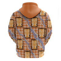 Aloha Hawaii Tiki Palaka Motifs Hoodie Honohono Lei Orange Elegant Vibes LT14 - Polynesian Pride