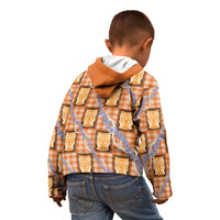 Aloha Hawaii Tiki Palaka Motifs Kid Hoodie Honohono Lei Orange Elegant Vibes