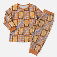 Aloha Hawaii Tiki Palaka Motifs Christmas Pajama Set Honohono Lei Orange Elegant Vibes