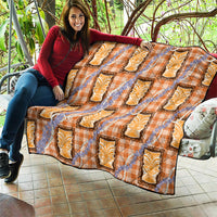 Aloha Hawaii Tiki Palaka Motifs Quilt Honohono Lei Orange Elegant Vibes