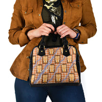 Aloha Hawaii Tiki Palaka Motifs Shoulder Handbag Honohono Lei Orange Elegant Vibes