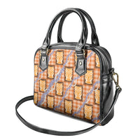Aloha Hawaii Tiki Palaka Motifs Shoulder Handbag Honohono Lei Orange Elegant Vibes