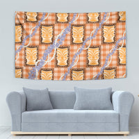Aloha Hawaii Tiki Palaka Motifs Tapestry Honohono Lei Orange Elegant Vibes