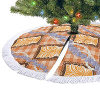 Aloha Hawaii Tiki Palaka Motifs Tree Skirt Honohono Lei Orange Elegant Vibes