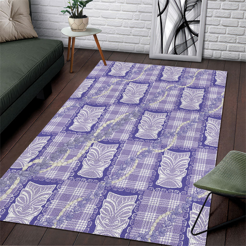 Aloha Hawaii Tiki Palaka Motifs Area Rug Honohono Lei Purple Elegant Vibes