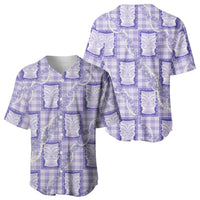 Aloha Hawaii Tiki Palaka Motifs Baseball Jersey Honohono Lei Purple Elegant Vibes