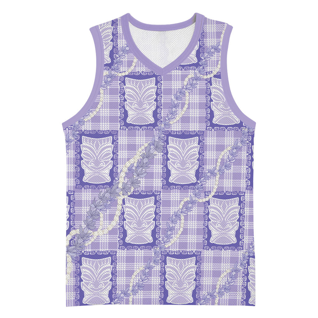 Aloha Hawaii Tiki Palaka Motifs Basketball Jersey Honohono Lei Purple Elegant Vibes LT14 Unisex Purple - Polynesian Pride