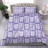 Aloha Hawaii Tiki Palaka Motifs Bedding Set Honohono Lei Purple Elegant Vibes