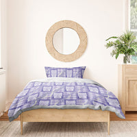Aloha Hawaii Tiki Palaka Motifs Bedding Set Honohono Lei Purple Elegant Vibes