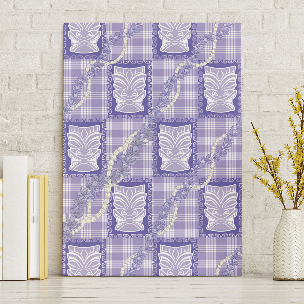 Aloha Hawaii Tiki Palaka Motifs Canvas Wall Art Honohono Lei Purple Elegant Vibes