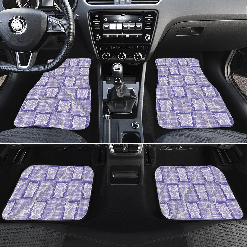 Aloha Hawaii Tiki Palaka Motifs Car Mats Honohono Lei Purple Elegant Vibes