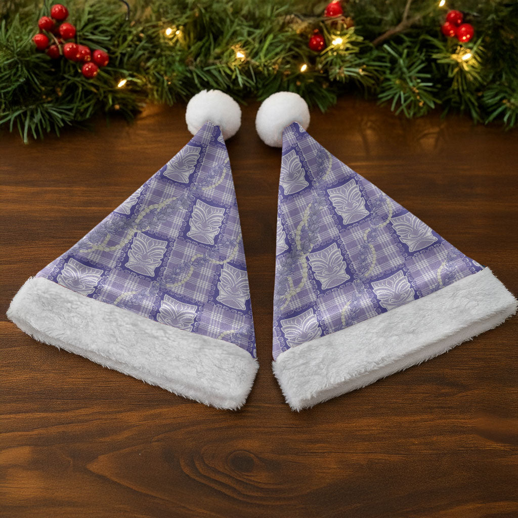 Aloha Hawaii Tiki Palaka Motifs Christmas Santa Hat Honohono Lei Purple Elegant Vibes