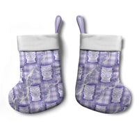 Aloha Hawaii Tiki Palaka Motifs Christmas Stocking Honohono Lei Purple Elegant Vibes