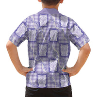 Aloha Hawaii Tiki Palaka Motifs Family Matching Long Sleeve Bodycon Dress and Hawaiian Shirt Honohono Lei Purple Elegant Vibes