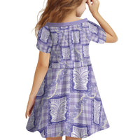 Aloha Hawaii Tiki Palaka Motifs Family Matching Long Sleeve Bodycon Dress and Hawaiian Shirt Honohono Lei Purple Elegant Vibes