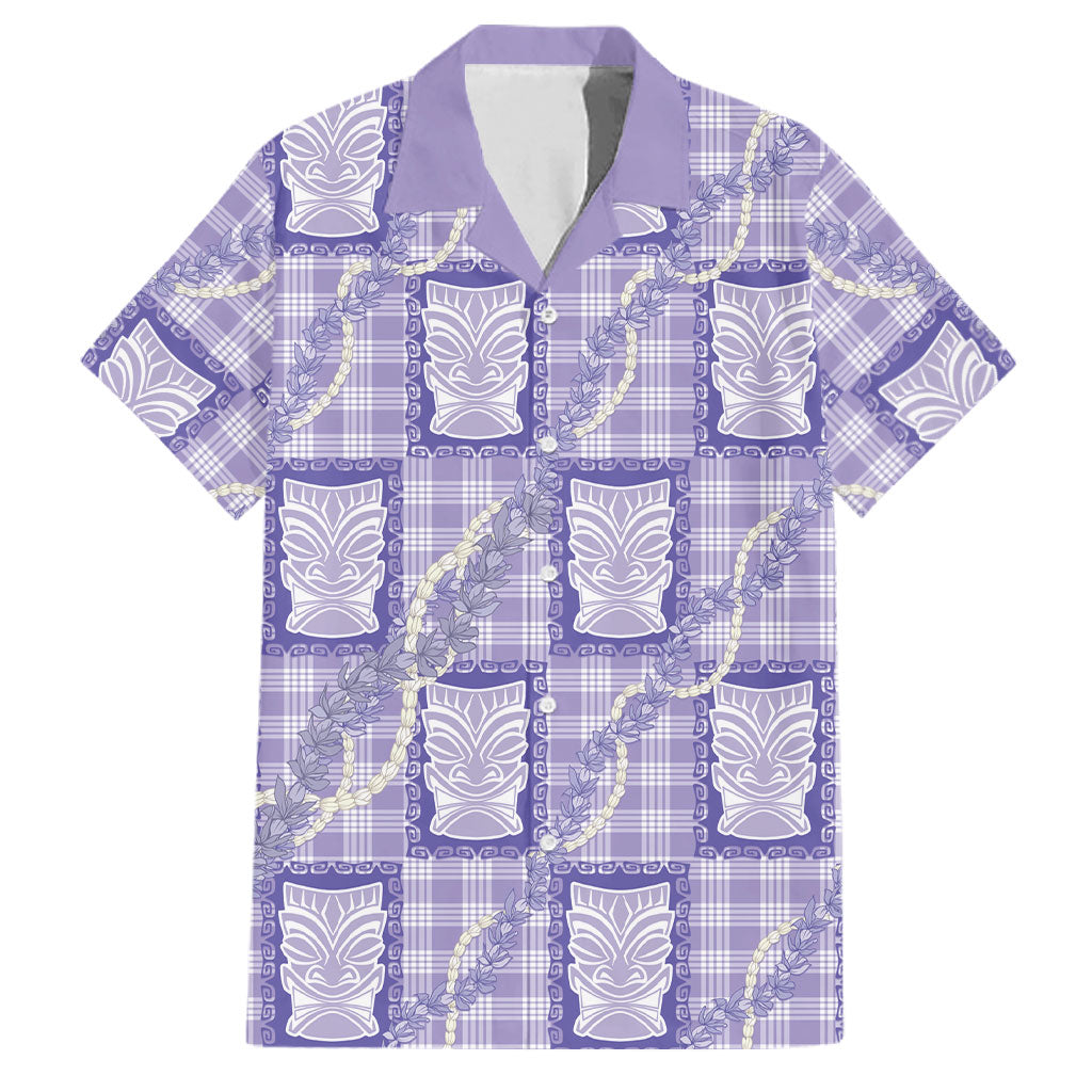 Aloha Hawaii Tiki Palaka Motifs Family Matching Mermaid Dress and Hawaiian Shirt Honohono Lei Purple Elegant Vibes