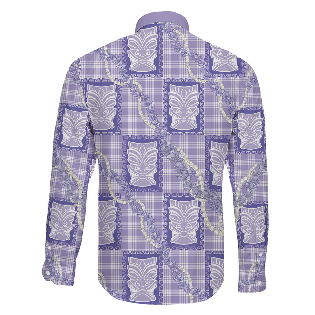 Aloha Hawaii Tiki Palaka Motifs Family Matching Mermaid Dress and Hawaiian Shirt Honohono Lei Purple Elegant Vibes