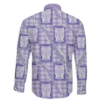 Aloha Hawaii Tiki Palaka Motifs Family Matching Off Shoulder Maxi Dress and Hawaiian Shirt Honohono Lei Purple Elegant Vibes