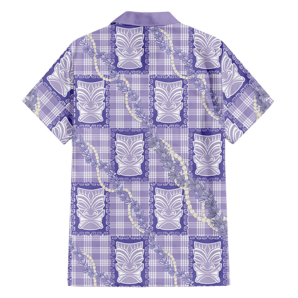 Aloha Hawaii Tiki Palaka Motifs Family Matching Short Sleeve Bodycon Dress and Hawaiian Shirt Honohono Lei Purple Elegant Vibes
