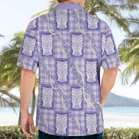 Aloha Hawaii Tiki Palaka Motifs Hawaiian Shirt Honohono Lei Purple Elegant Vibes
