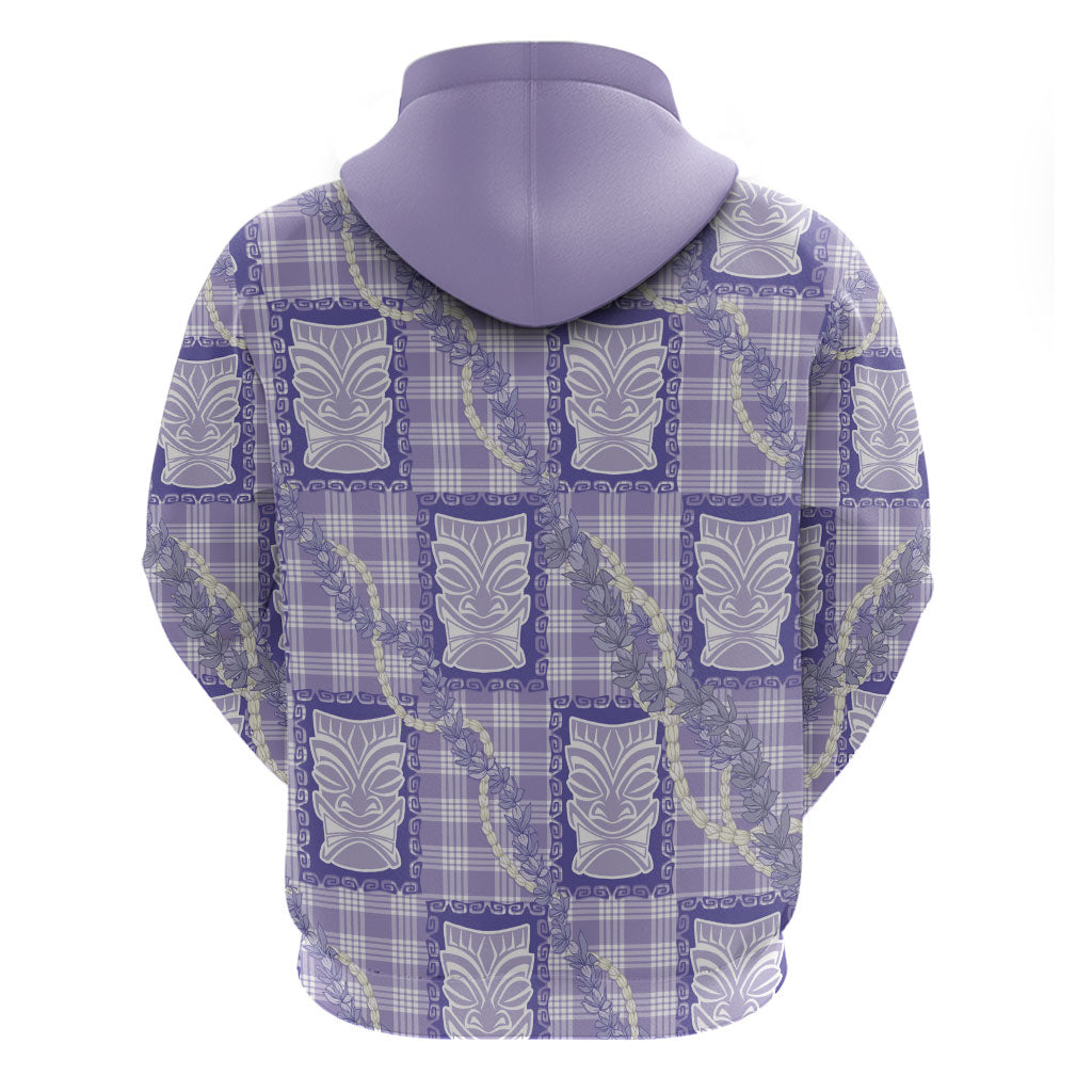 Aloha Hawaii Tiki Palaka Motifs Hoodie Honohono Lei Purple Elegant Vibes