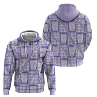 Aloha Hawaii Tiki Palaka Motifs Hoodie Honohono Lei Purple Elegant Vibes
