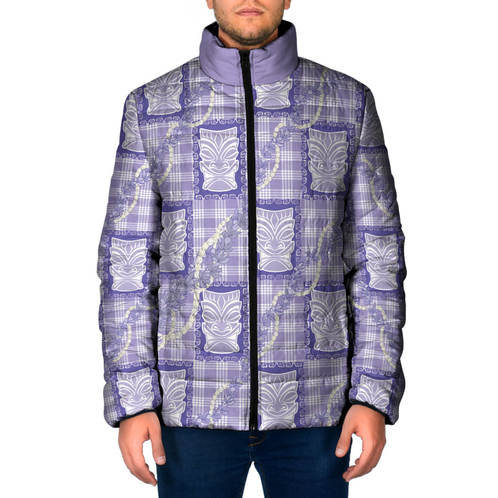 Aloha Hawaii Tiki Palaka Motifs Padded Jacket Honohono Lei Purple Elegant Vibes LT14 Men Purple - Polynesian Pride