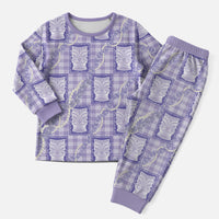 Aloha Hawaii Tiki Palaka Motifs Christmas Pajama Set Honohono Lei Purple Elegant Vibes