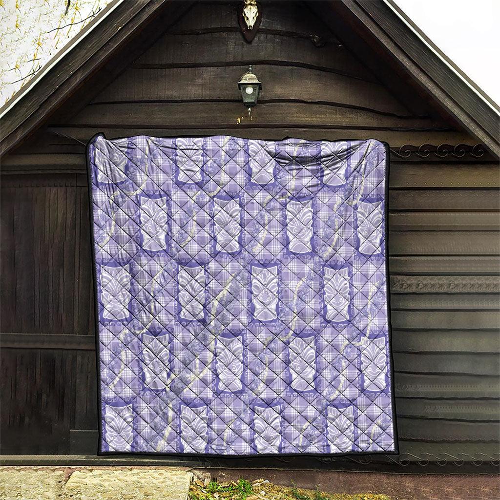 Aloha Hawaii Tiki Palaka Motifs Quilt Honohono Lei Purple Elegant Vibes