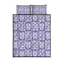 Aloha Hawaii Tiki Palaka Motifs Quilt Bed Set Honohono Lei Purple Elegant Vibes