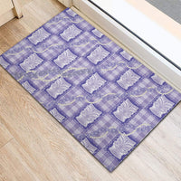 Aloha Hawaii Tiki Palaka Motifs Rubber Doormat Honohono Lei Purple Elegant Vibes