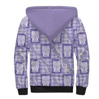 Aloha Hawaii Tiki Palaka Motifs Sherpa Hoodie Honohono Lei Purple Elegant Vibes