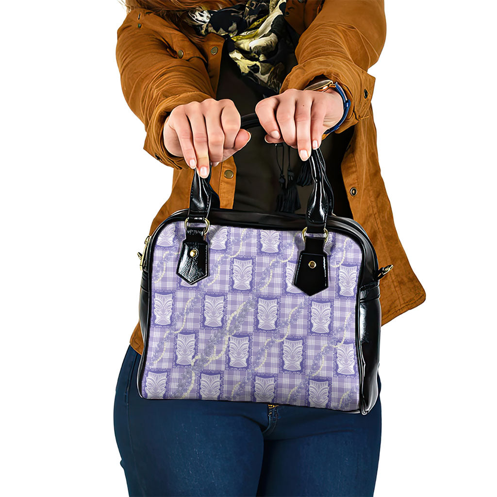 Aloha Hawaii Tiki Palaka Motifs Shoulder Handbag Honohono Lei Purple Elegant Vibes LT14 One Size Purple - Polynesian Pride