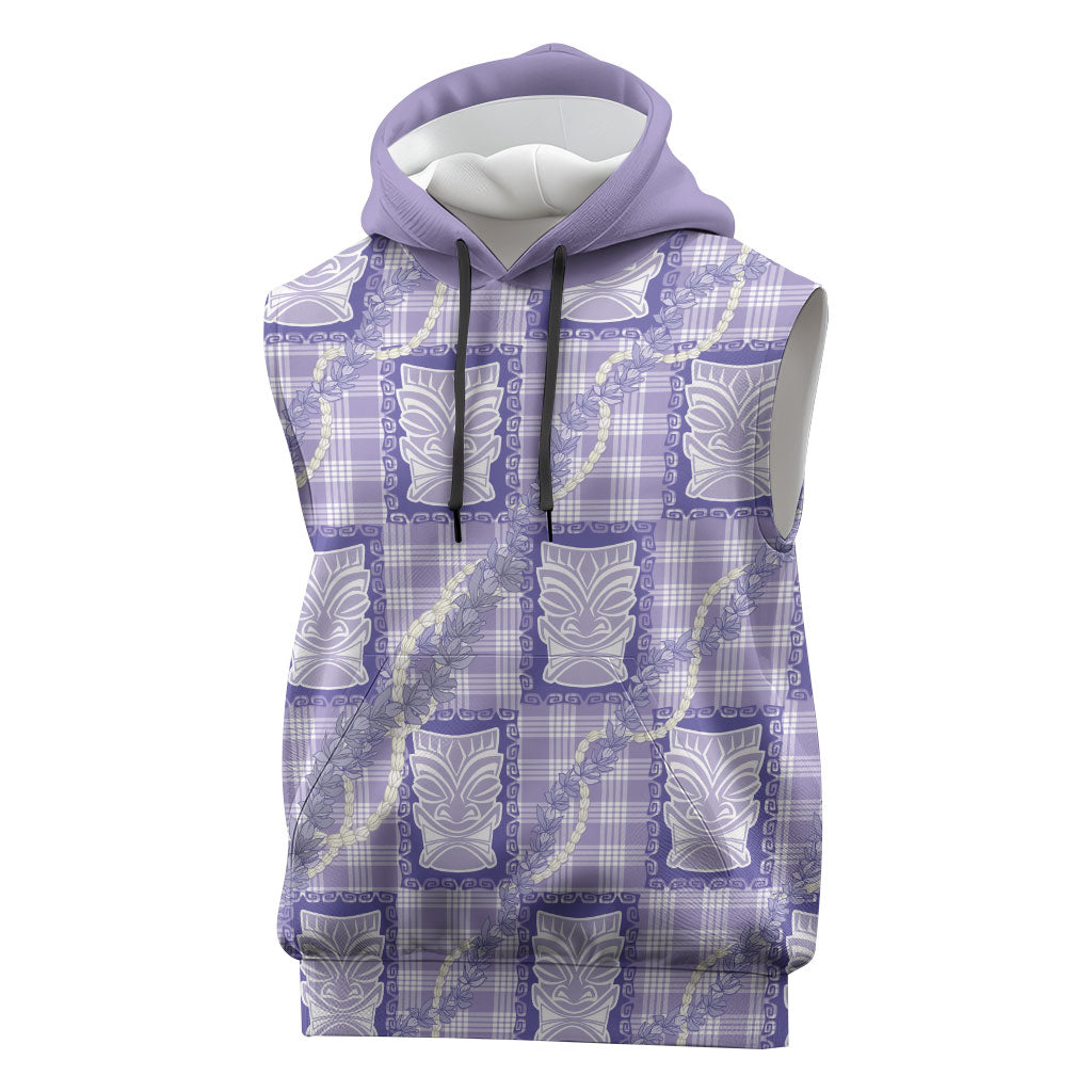 Aloha Hawaii Tiki Palaka Motifs Sleeveless Hoodie Honohono Lei Purple Elegant Vibes LT14 Purple - Polynesian Pride