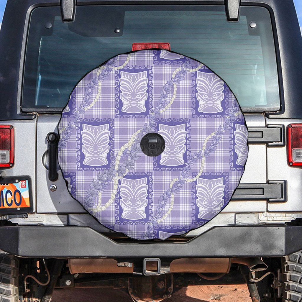 Aloha Hawaii Tiki Palaka Motifs Spare Tire Cover Honohono Lei Purple Elegant Vibes
