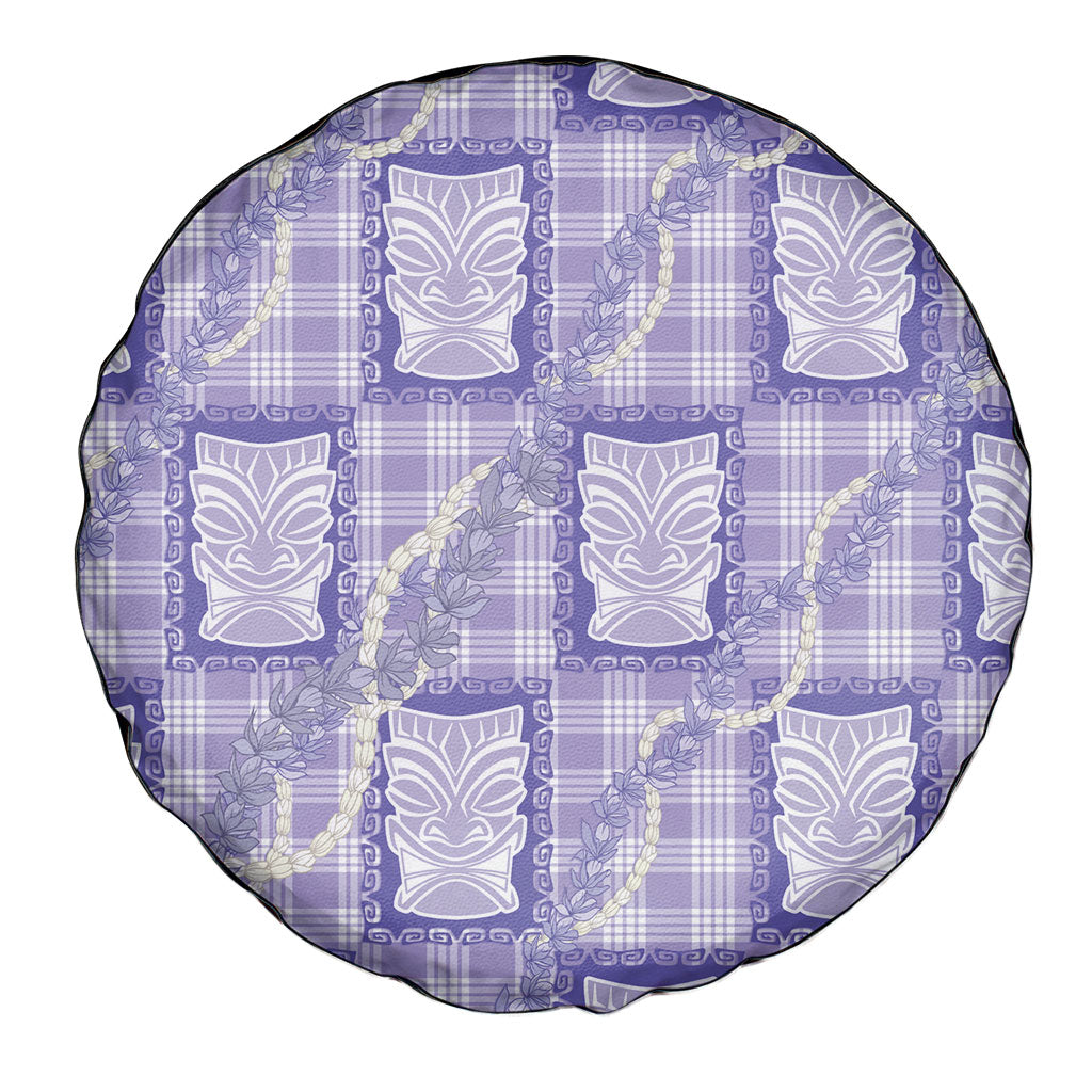 Aloha Hawaii Tiki Palaka Motifs Spare Tire Cover Honohono Lei Purple Elegant Vibes