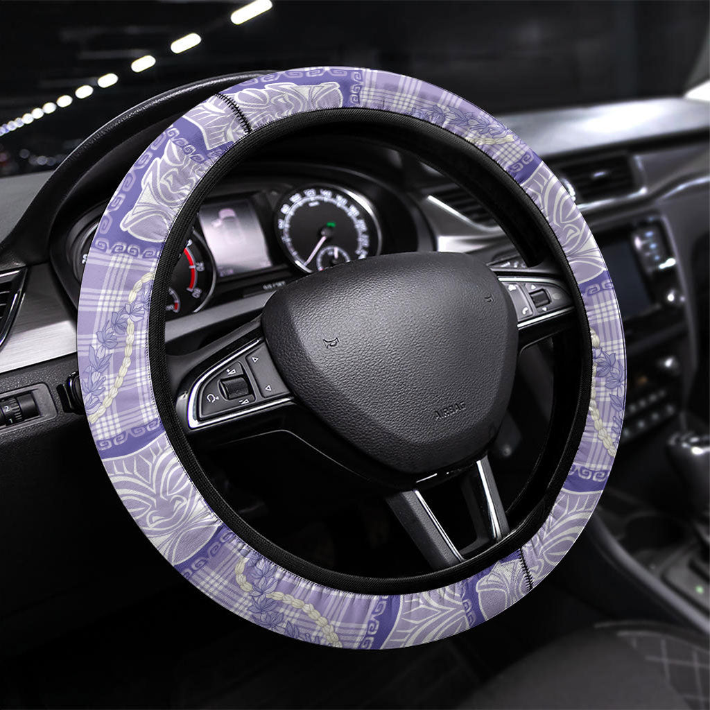 Aloha Hawaii Tiki Palaka Motifs Steering Wheel Cover Honohono Lei Purple Elegant Vibes LT14 Universal Fit Purple - Polynesian Pride