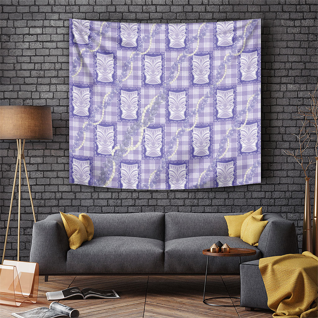 Aloha Hawaii Tiki Palaka Motifs Tapestry Honohono Lei Purple Elegant Vibes LT14 Purple - Polynesian Pride
