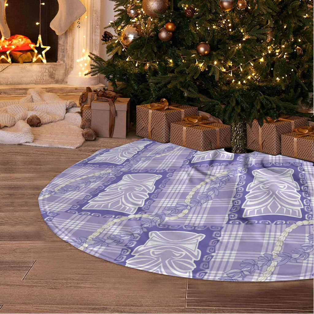 Aloha Hawaii Tiki Palaka Motifs Tree Skirt Honohono Lei Purple Elegant Vibes